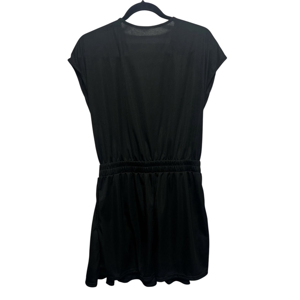 Halara V Neck Short Sleeve Pocket Waffle Casual Romper Black Medium NEW‎ - Picture 4 of 13